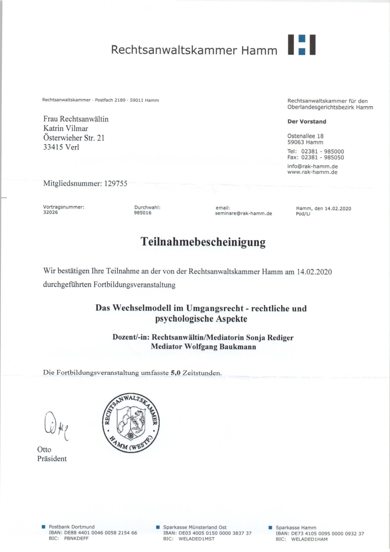 Zertifikat Mediationsanaloge Fallsupervision